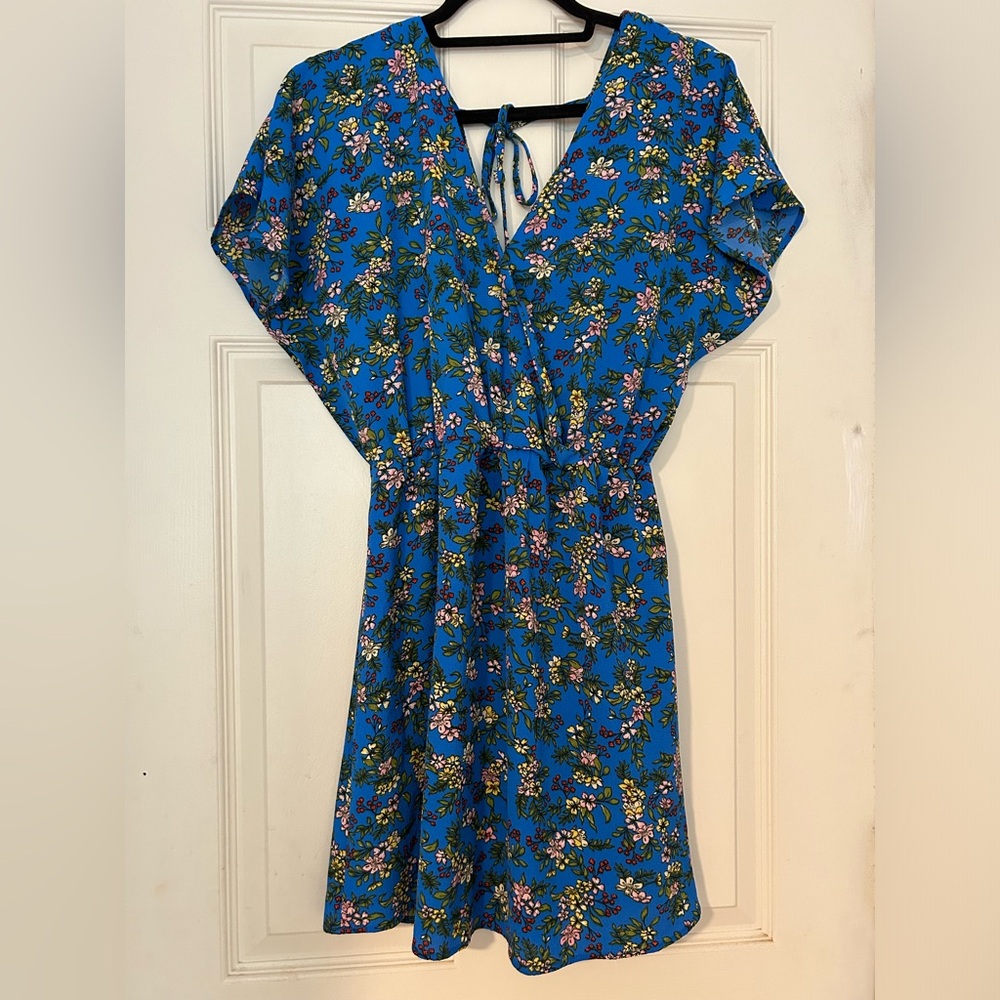 Floral Blue Wrap Dress